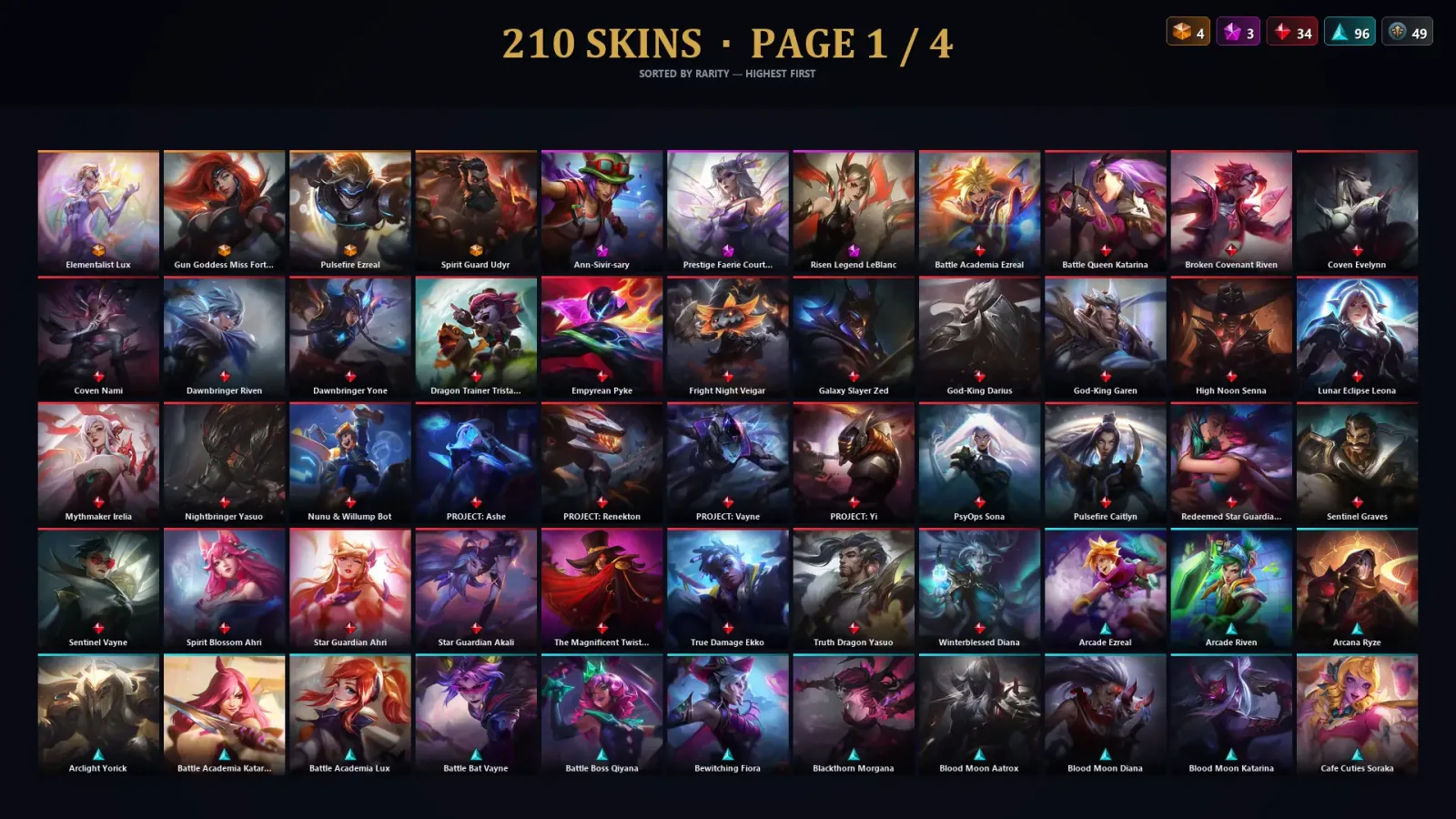 [LoL] | TR | Level 446 | Gold I | 172 Champions | 210 Skins — LoL account