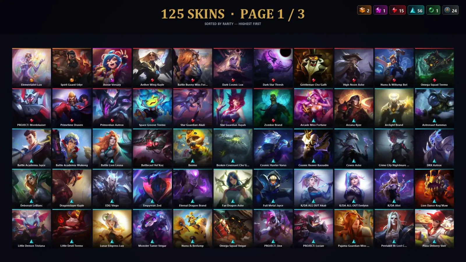 [LoL] | EUW | Level 228 | Gold IV | 157 Champions | 125 Skins | 40,267 BE — LoL account