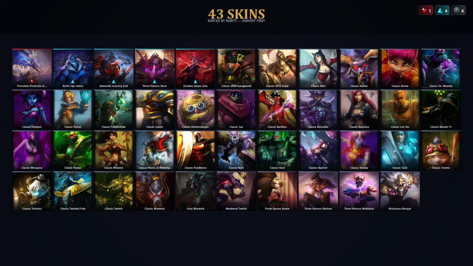[LoL] | TR | Level 43 | Emerald II | 62 Champions | 43 Skins | 17,101 BE