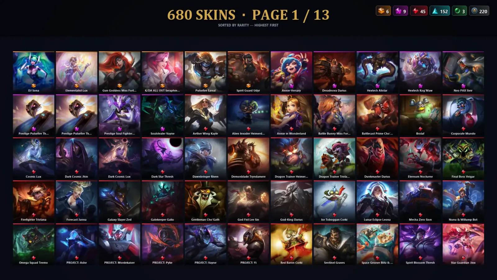 [LoL] | EUW | Level 308 | 171 Champions | 680 Skins | 89,570 BE — LoL account