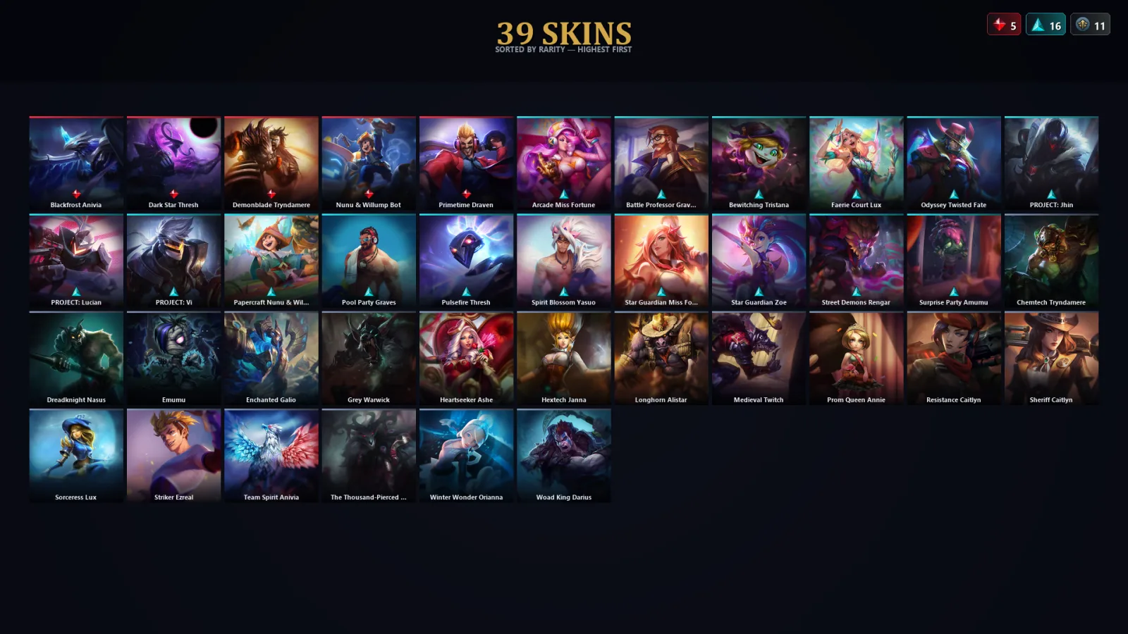 [LoL] | EUW | Level 347 | 172 Champions | 39 Skins | 63,313 BE