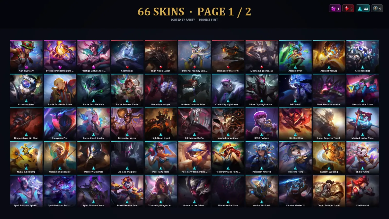[LoL] | TR | Level 120 | Gold IV | 173 Champions | 66 Skins