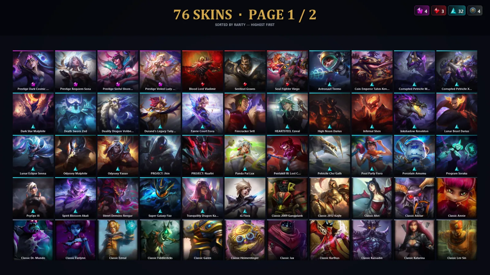 [LoL] | TR | Level 53 | Gold I | 72 Champions | 76 Skins | 13,349 BE