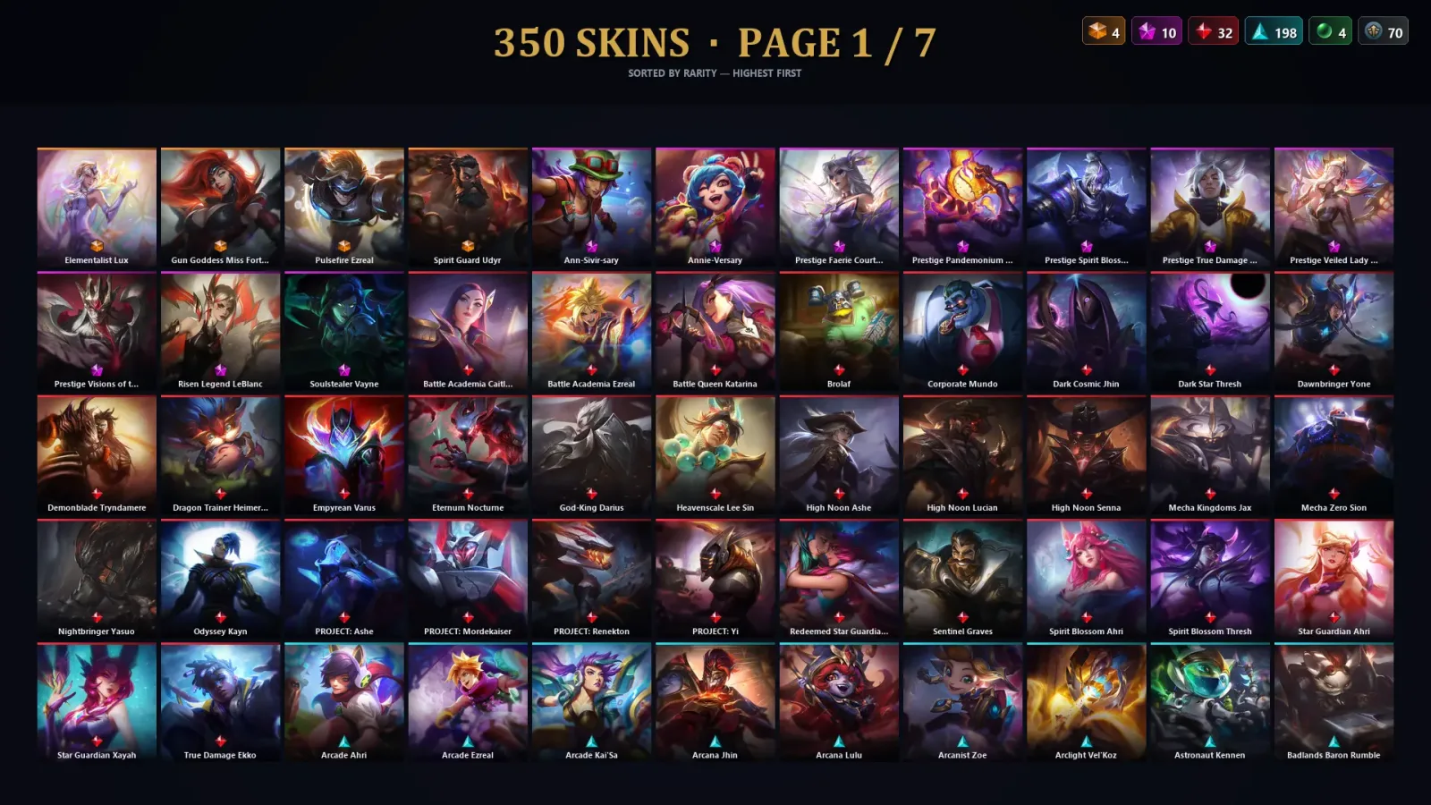 [LoL] | EUW | Level 375 | 172 Champions | 350 Skins | 16,140 BE — LoL account