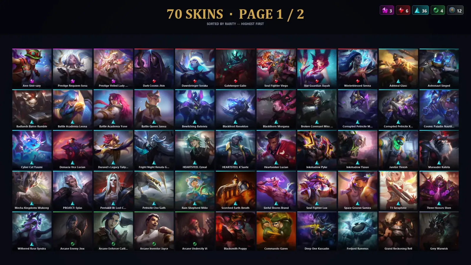 [LoL] | TR | Level 243 | Platinum I | 173 Champions | 69 Skins | 141,584 BE