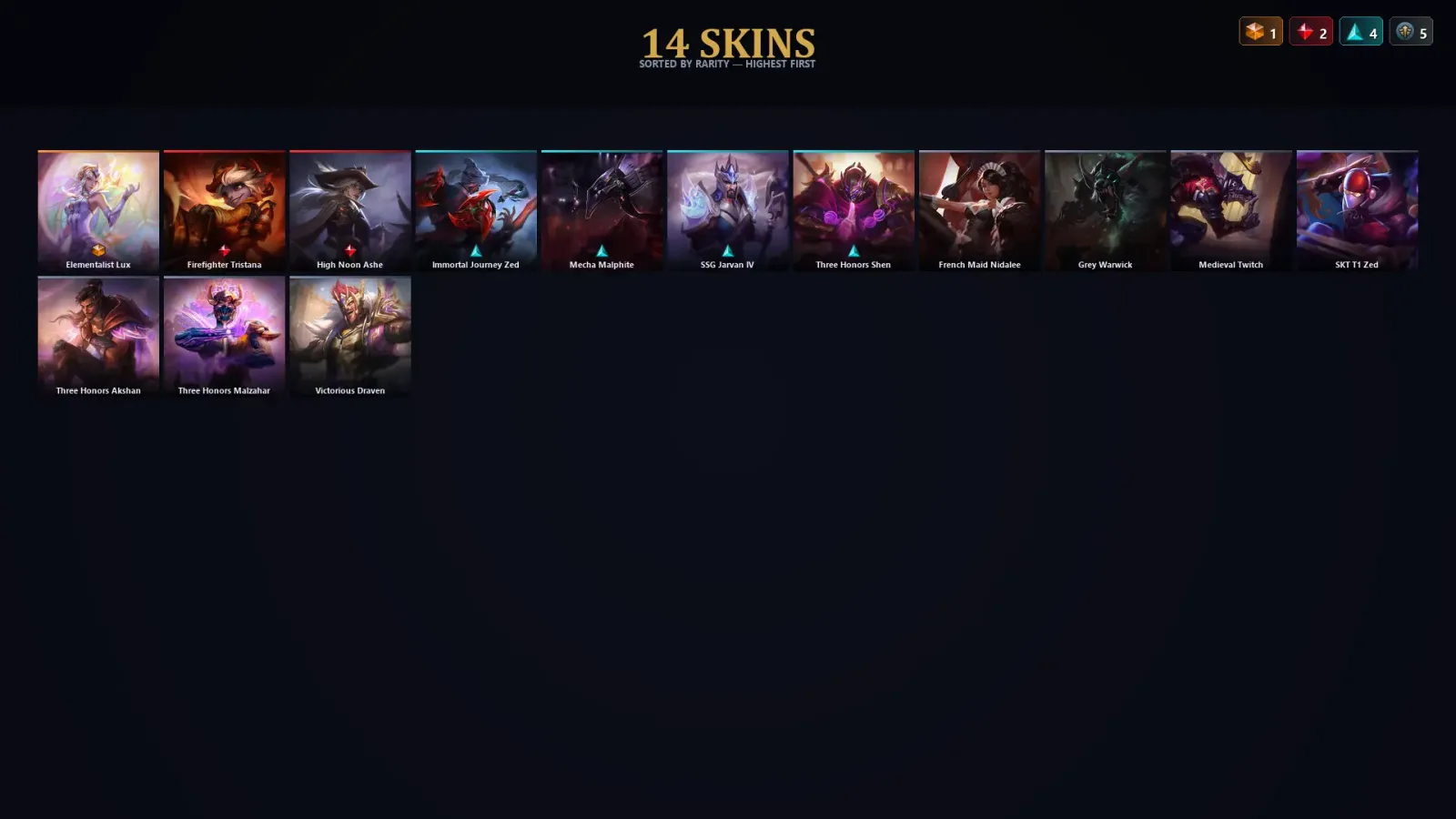 [LoL] | TR | Level 55 | Emerald I | 76 Champions | 14 Skins with Vi