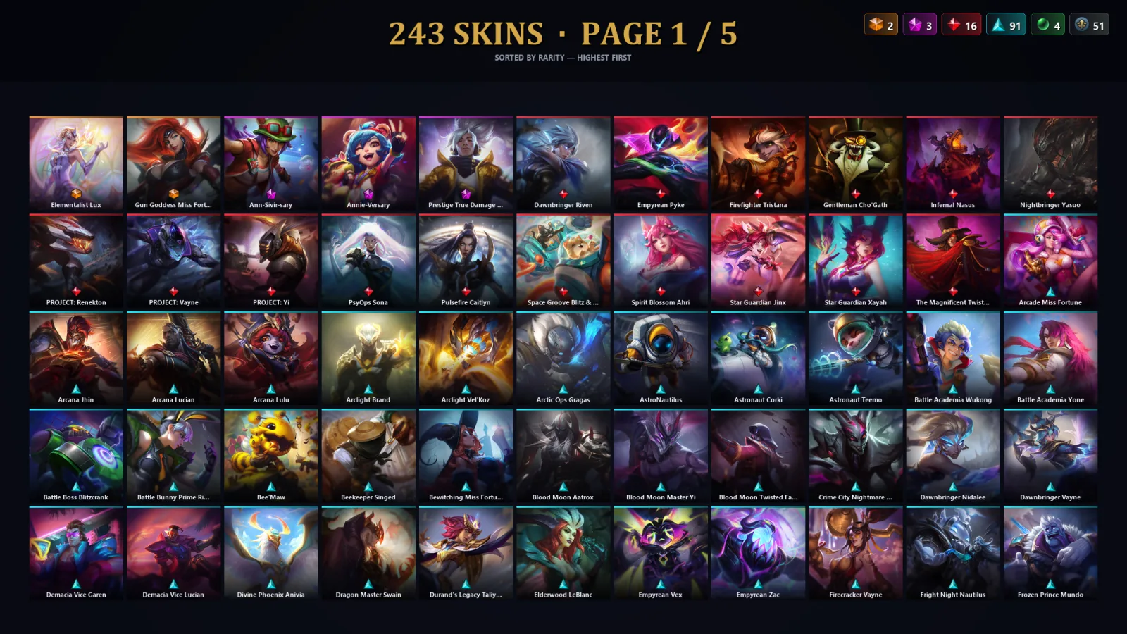 [LoL] | EUW | Level 473 | 172 Champions | 211 Skins