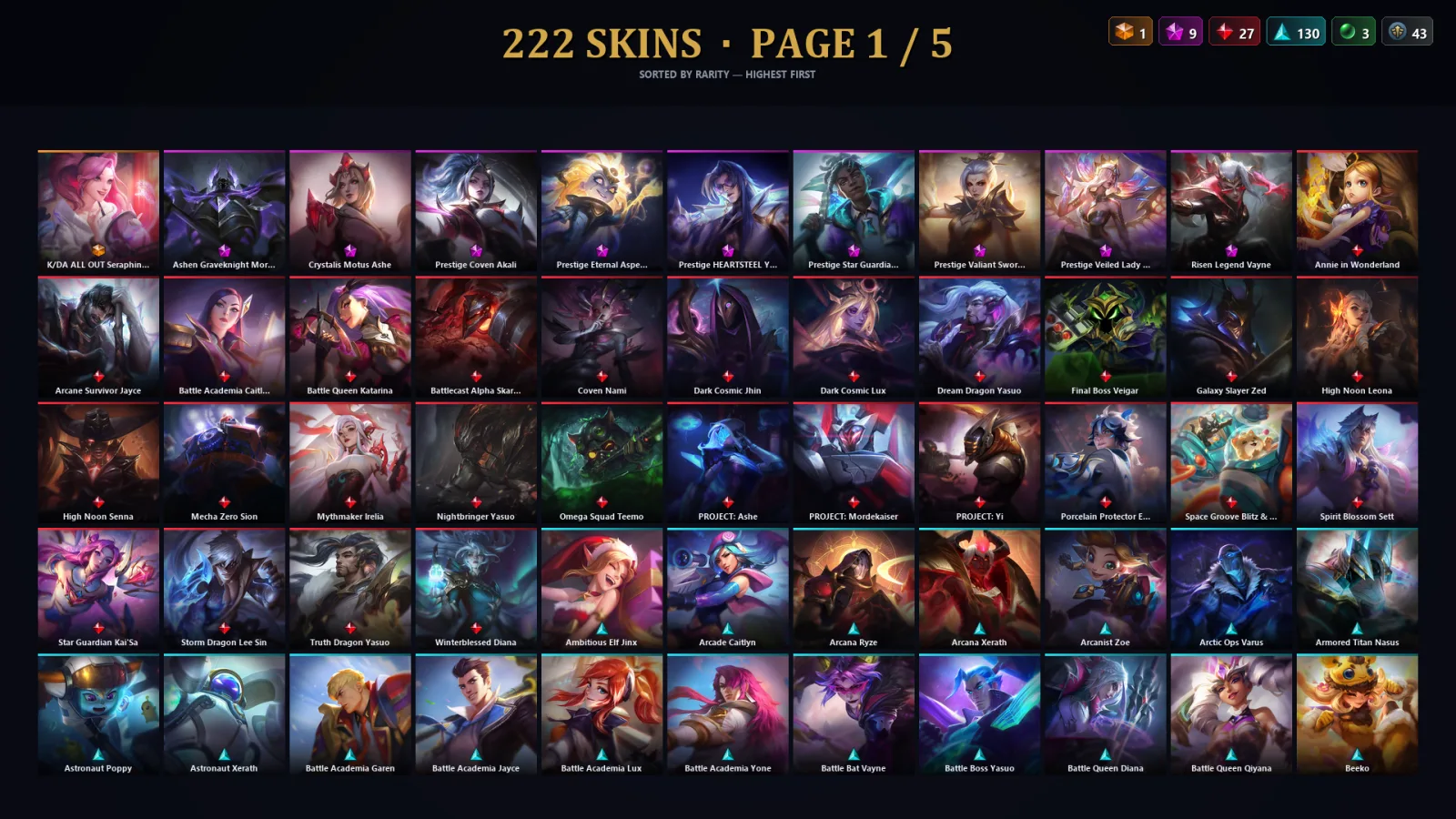 [LoL] | EUW | Level 334 | 173 Champions | 222 Skins | 19,846 BE