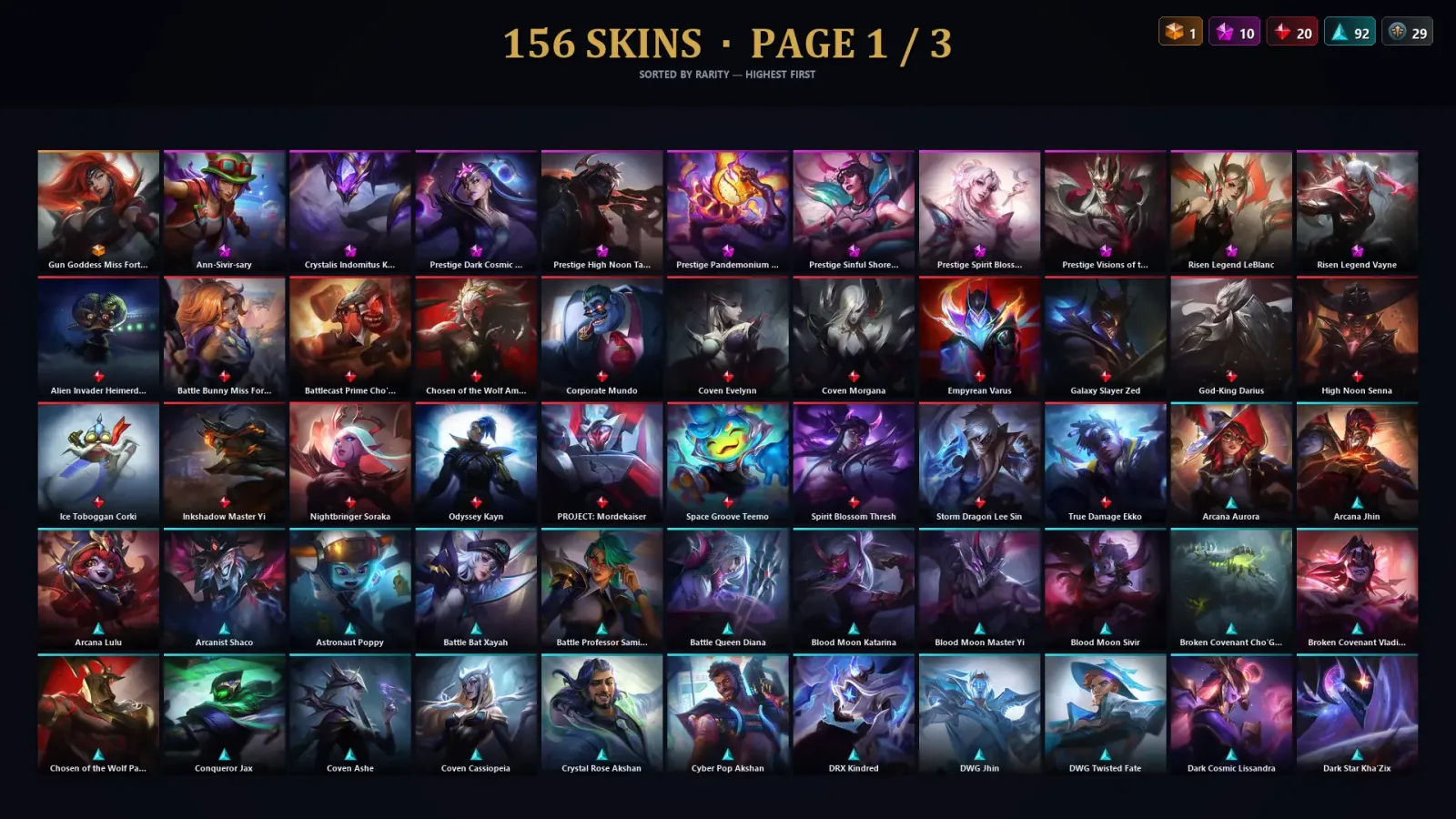 [LoL] | TR | Level 239 | Diamond III | 173 Champions | 156 Skins | 117,200 BE
