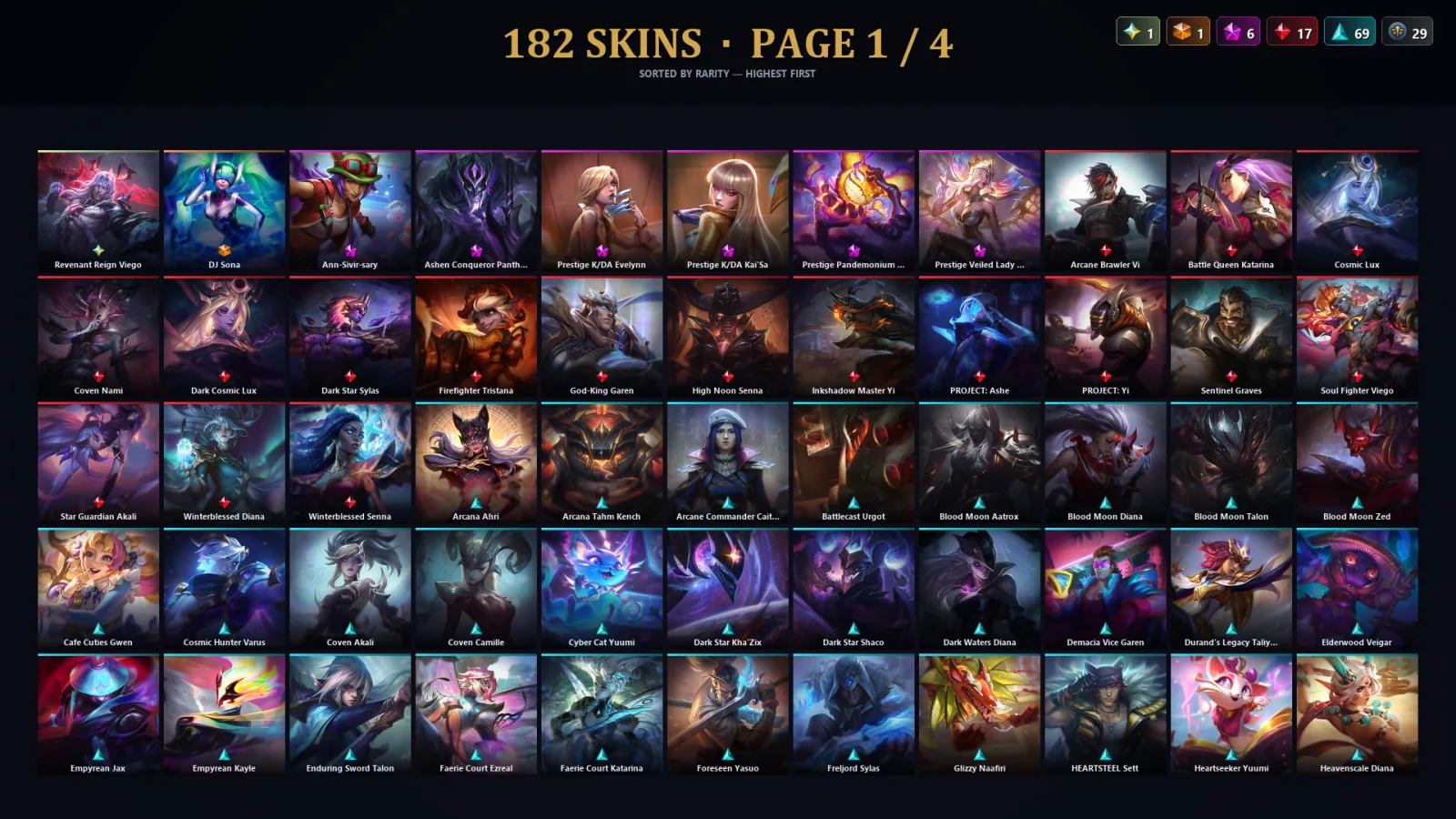 [LoL] | TR | Level 266 | Diamond II | 173 Champions | 182 Skins | 45,007 BE