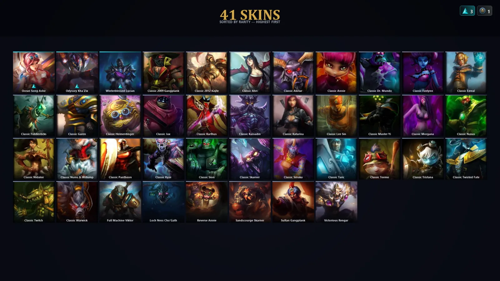[LoL] | EUW | Level 39 | Diamond III | 36 Champions | 41 Skins | 42,615 BE