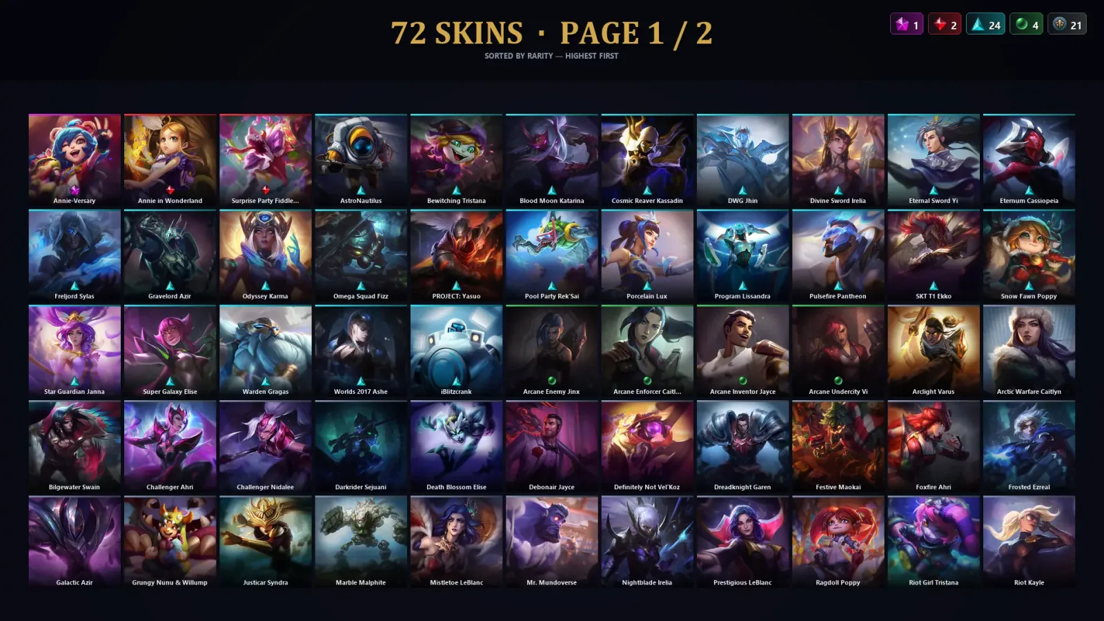 [LoL] | TR | Level 146 | 122 Champions | 72 Skins | 12,821 BE — LoL account