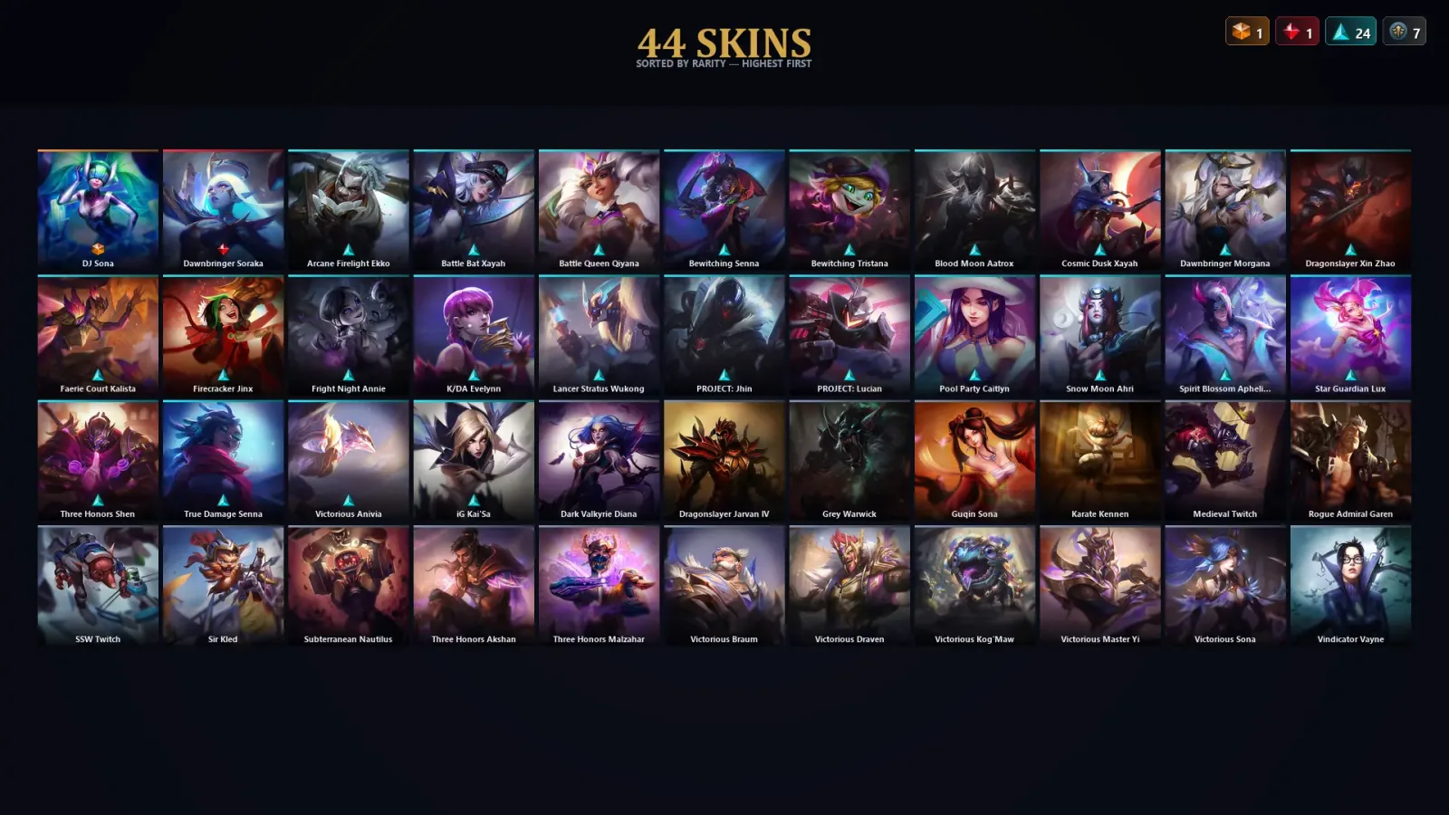 [LoL] | EUW | Level 150 | Diamond II | 171 Champions | 44 Skins
