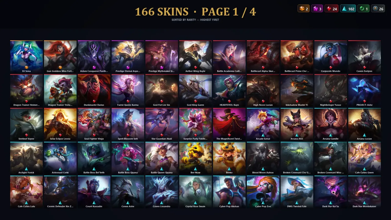 [LoL] | TR | Level 415 | Diamond IV | 172 Champions | 166 Skins | 36,134 BE — LoL account