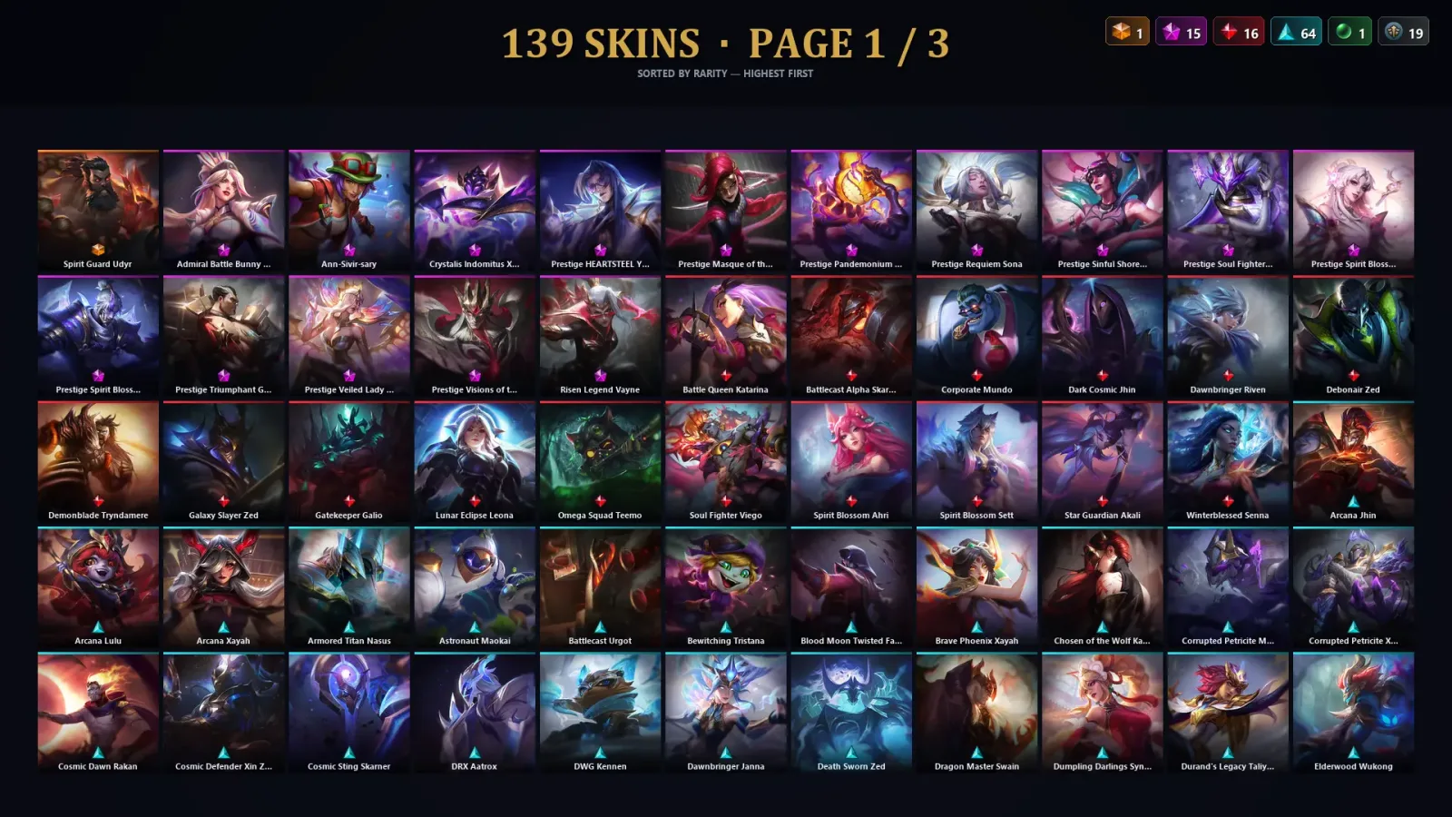 [LoL] | TR | Level 235 | Platinum I | 172 Champions | 139 Skins | 59,525 BE — LoL account