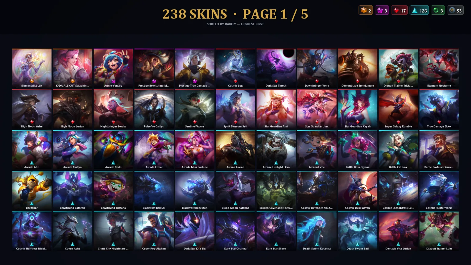 [LoL] | EUW | Level 332 | Gold IV | 170 Champions | 238 Skins | 41,622 BE