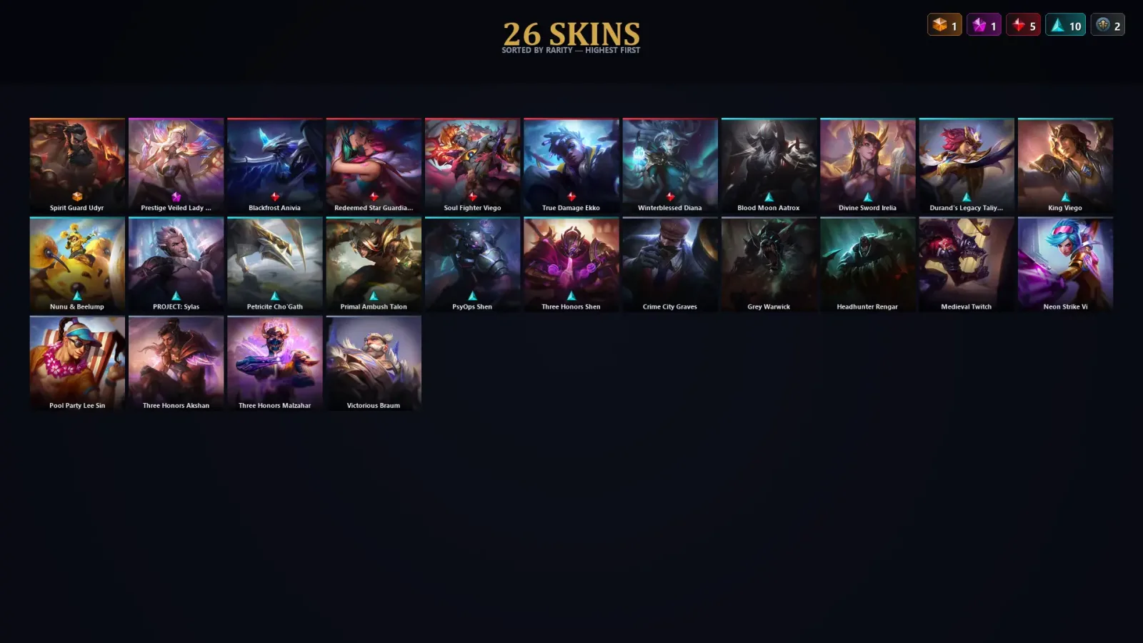 [LoL] | TR | Level 62 | Diamond II | 87 Champions | 26 Skins