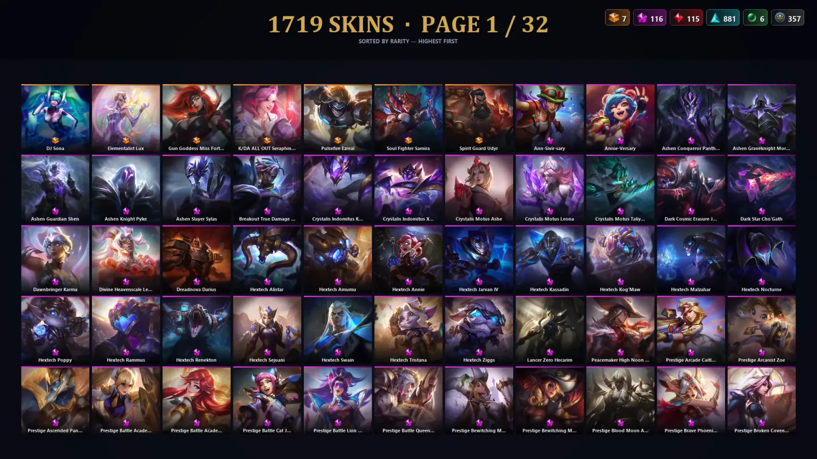 [LoL] | EUW | Level 30 | Master | 172 Champions | 1719 Skins | 29,224 BE — LoL account