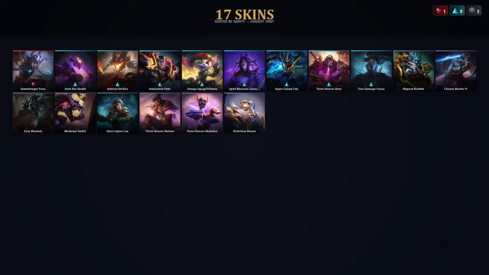 [LoL] | TR | Level 60 | Emerald III | 133 Champions | 17 Skins | 18,093 BE