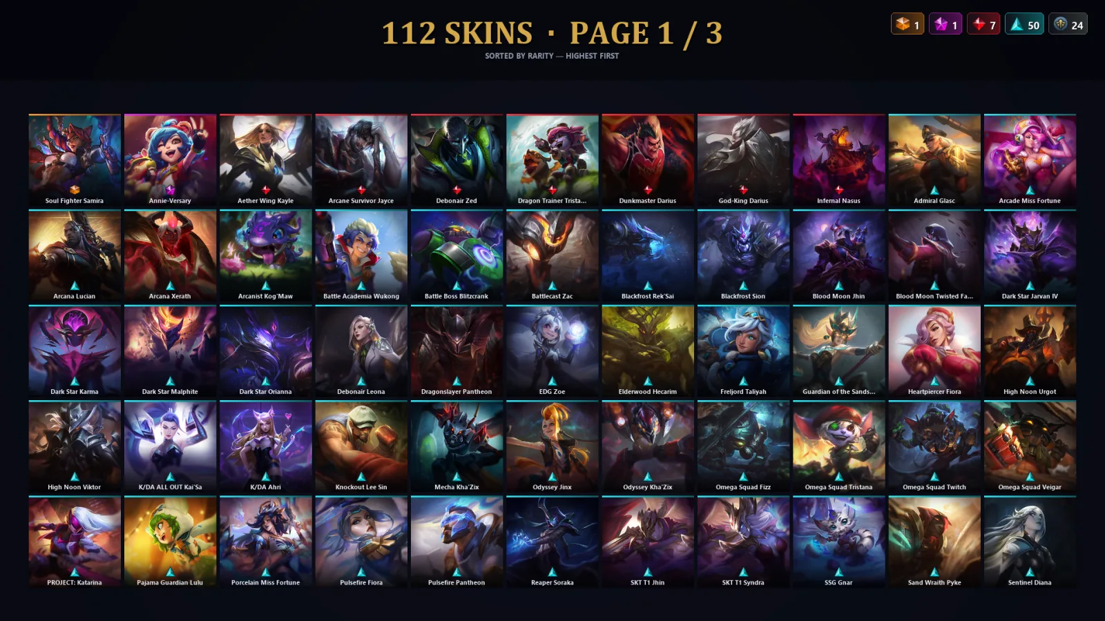 [LoL] | TR | Level 316 | Emerald I | 173 Champions | 112 Skins | 11,624 BE