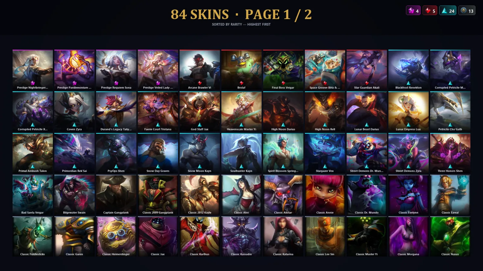 [LoL] | TR | Level 105 | Emerald IV | 173 Champions | 52 Skins | 18,698 BE