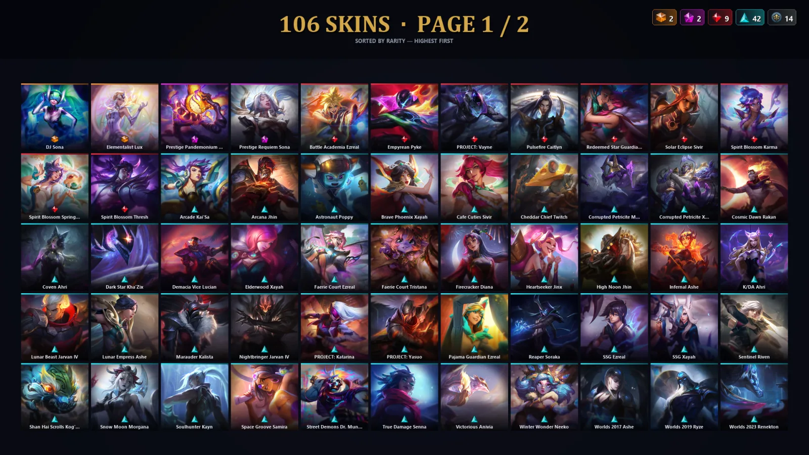 [LoL] | TR | Level 150 | Diamond I | 102 Champions | 106 Skins | 55,439 BE