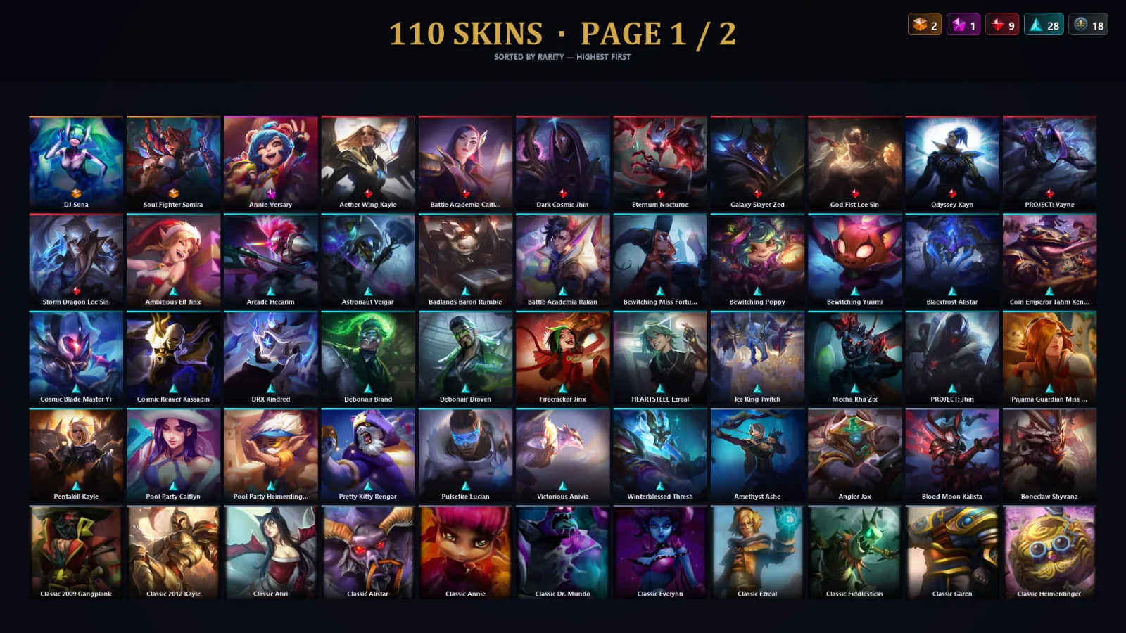 [LoL] | TR | Level 256 | Diamond III | 164 Champions | 78 Skins | 116,345 BE