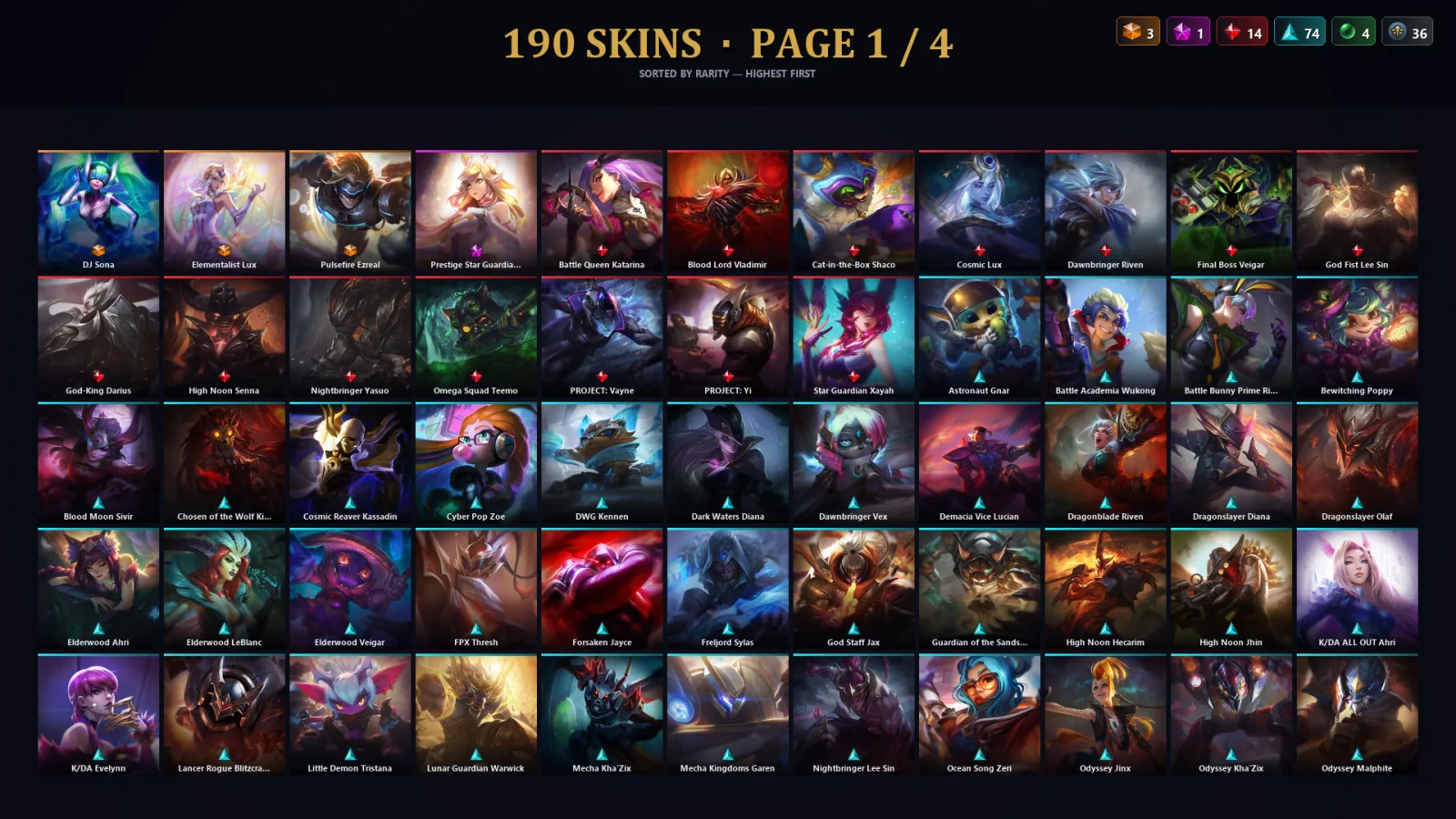 [LoL] | TR | Level 222 | Emerald II | 141 Champions | 190 Skins | 60,528 BE