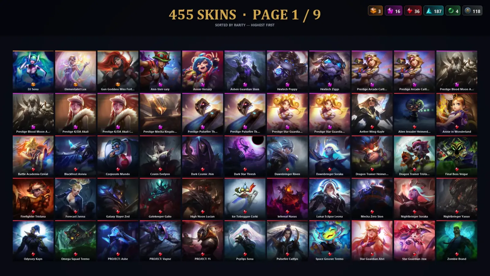 [LoL] | EUW | Level 440 | 170 Champions | 455 Skins | 18,601 BE — LoL account