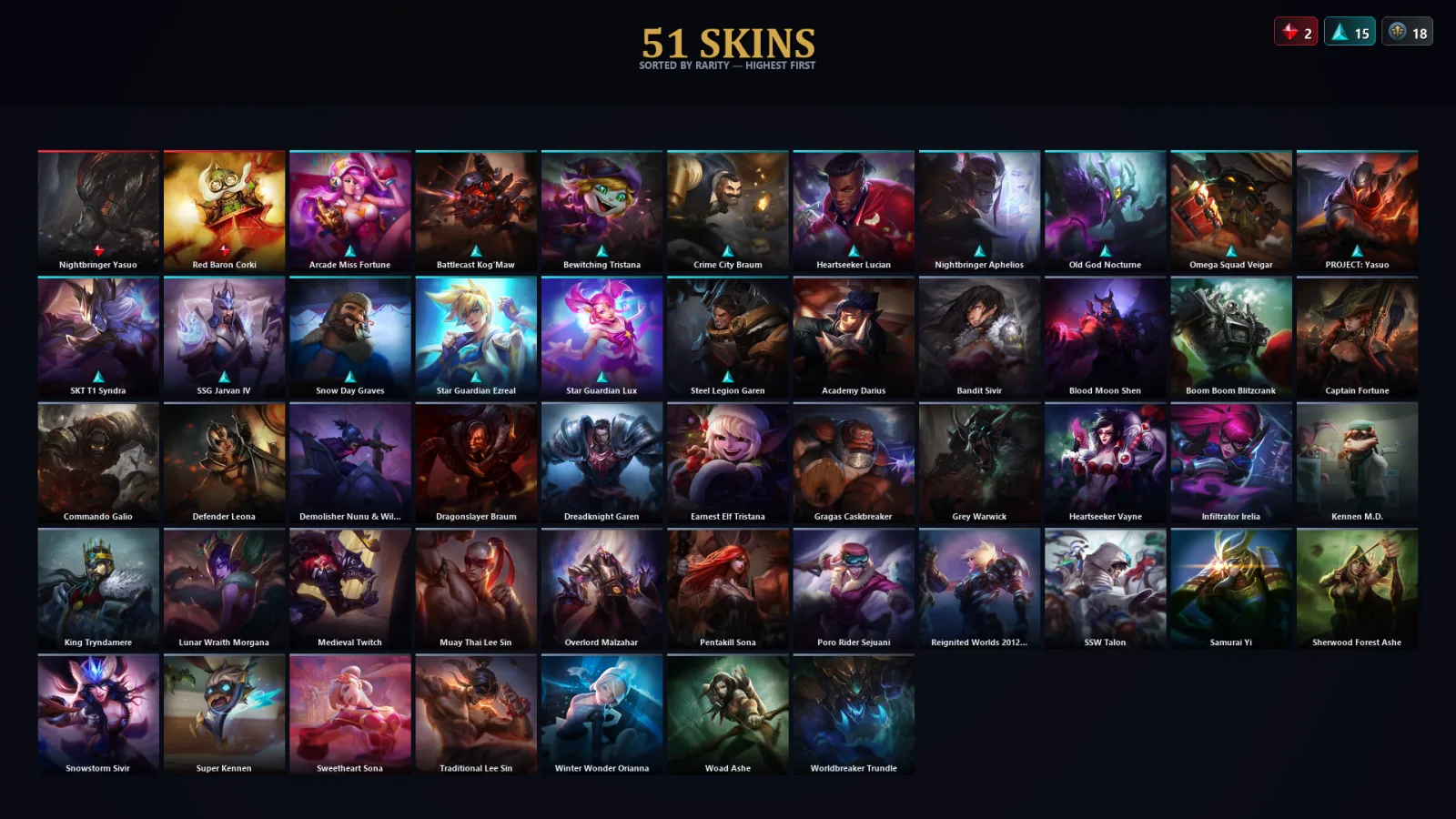 [LoL] | TR | Level 146 | 90 Champions | 51 Skins