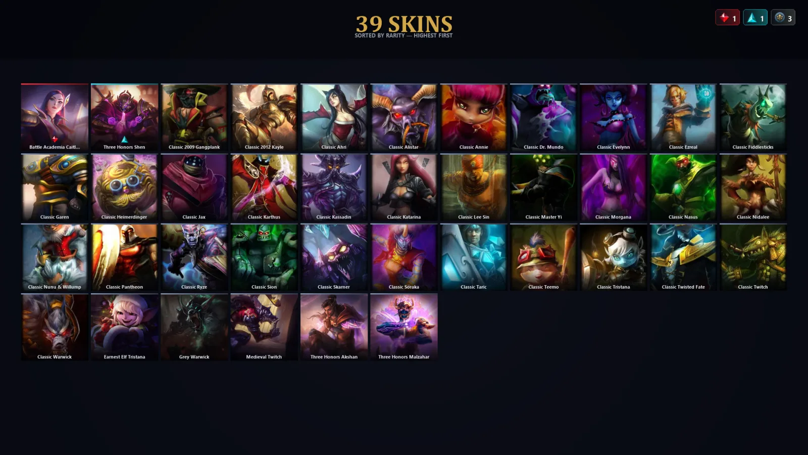 [LoL] | TR | Level 30 | 22 Champions | 39 Skins | 44,271 BE