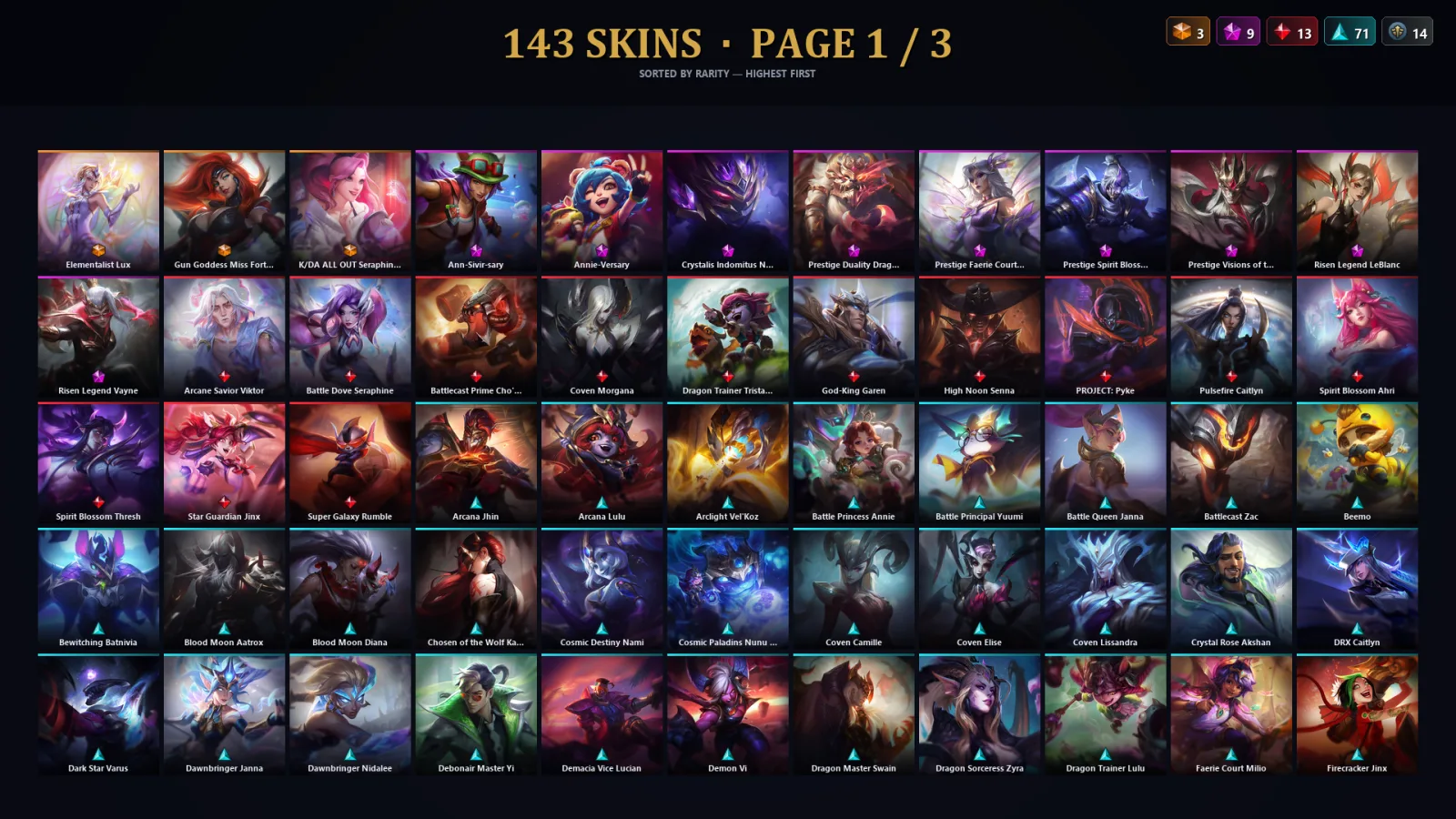 [LoL] | TR | Level 230 | Gold IV | 172 Champions | 143 Skins | 56,079 BE