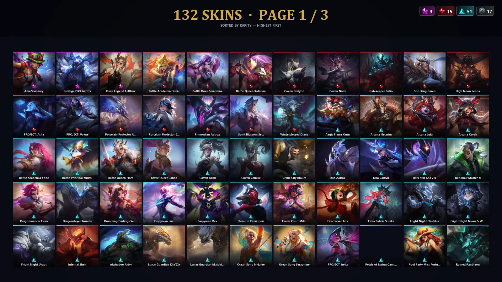 [LoL] | TR | Level 157 | Diamond III | 136 Champions | 132 Skins | 45,715 BE