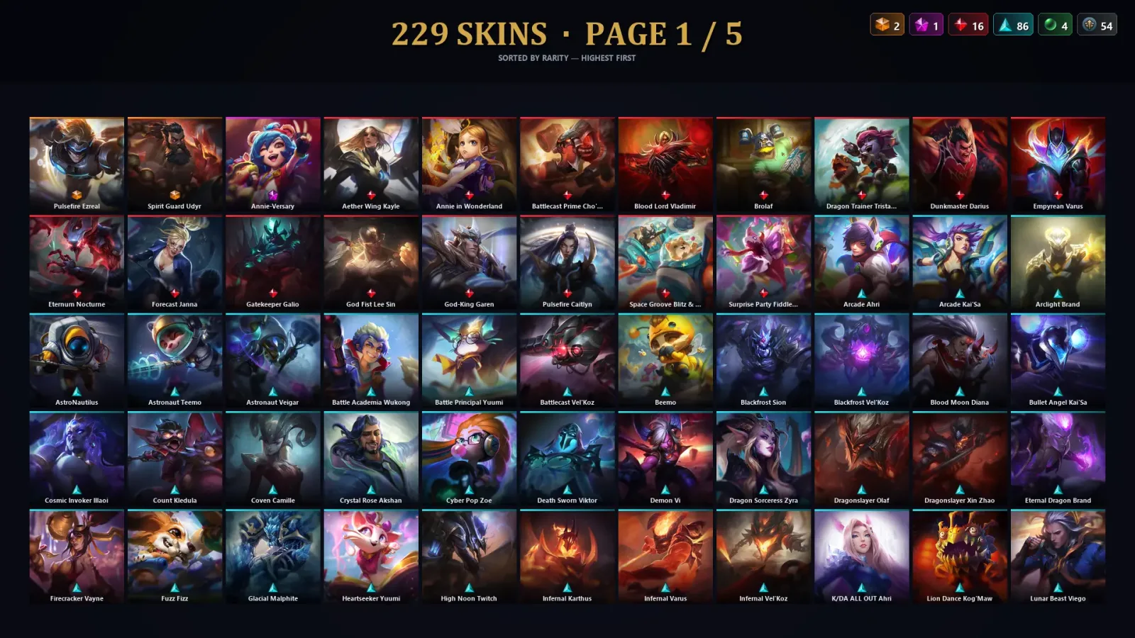 [LoL] | EUW | Level 315 | 172 Champions | 229 Skins | 29,279 BE — LoL account