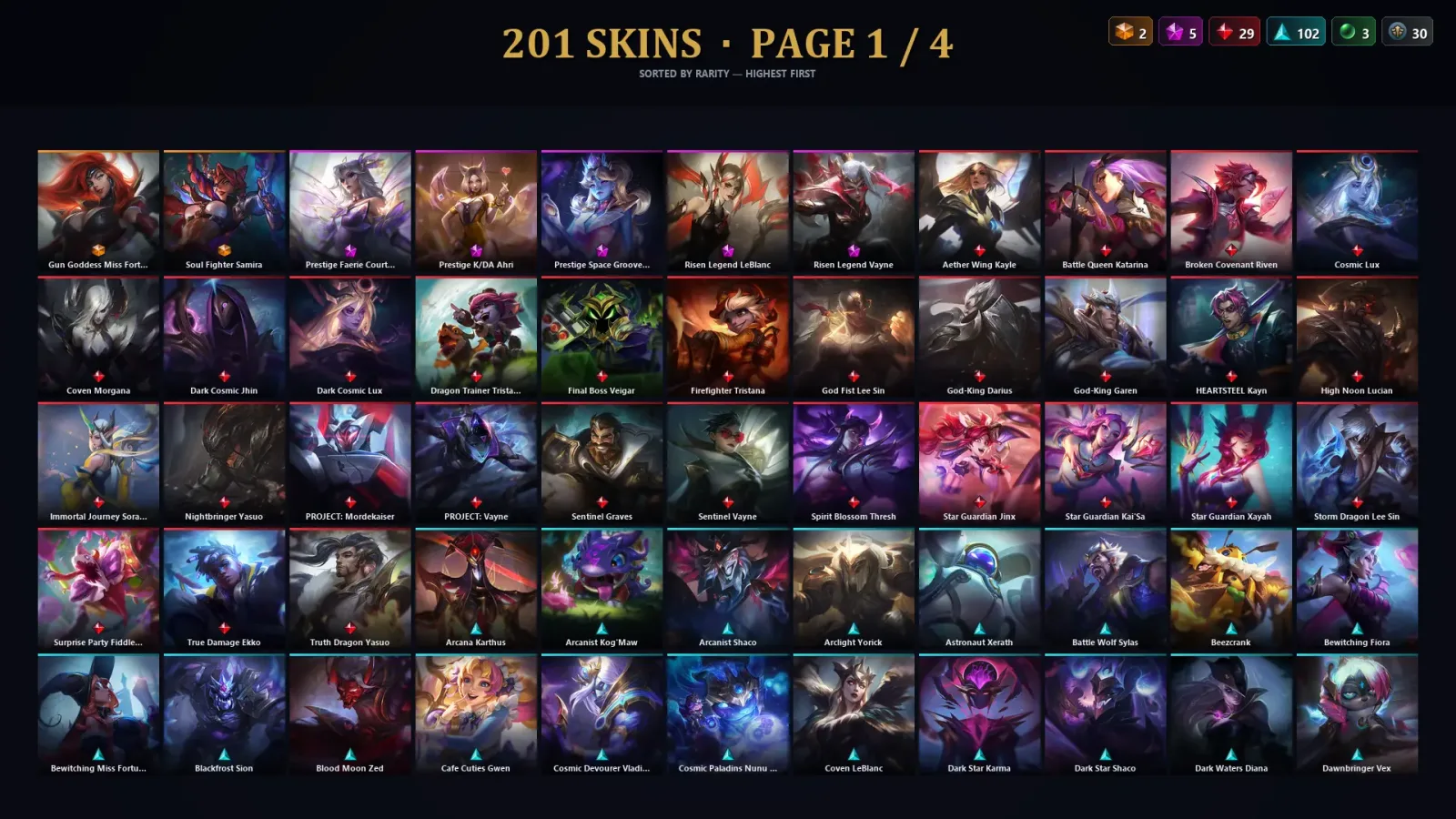 [LoL] | TR | Level 191 | Silver II | 164 Champions | 201 Skins