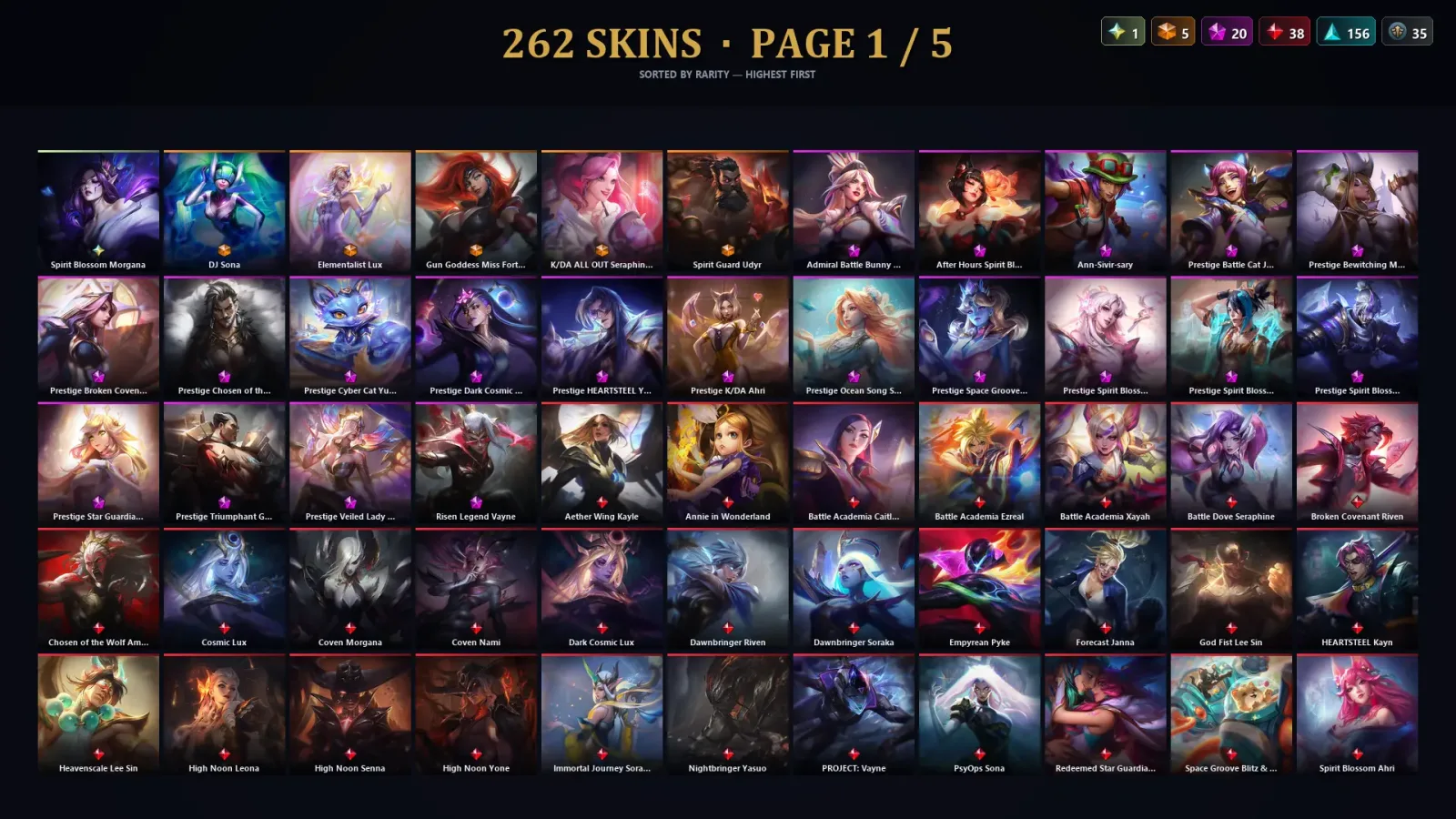 [LoL] | EUW | Level 134 | 109 Champions | 262 Skins | 11,347 BE — LoL account