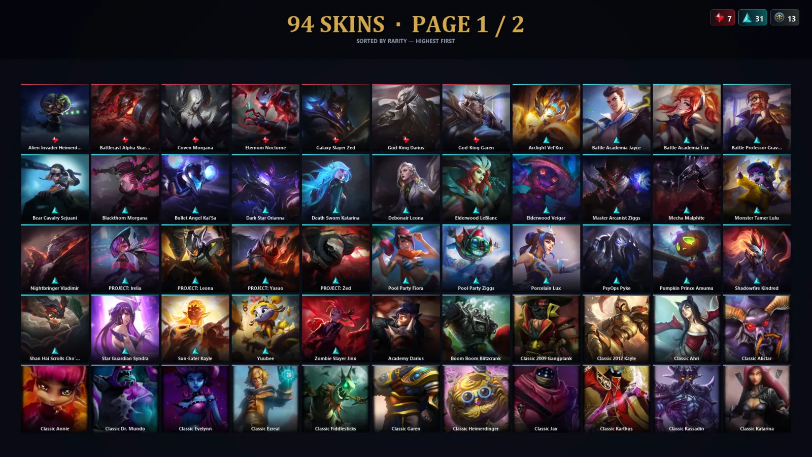 [LoL] | TR | Level 183 | 93 Champions | 62 Skins