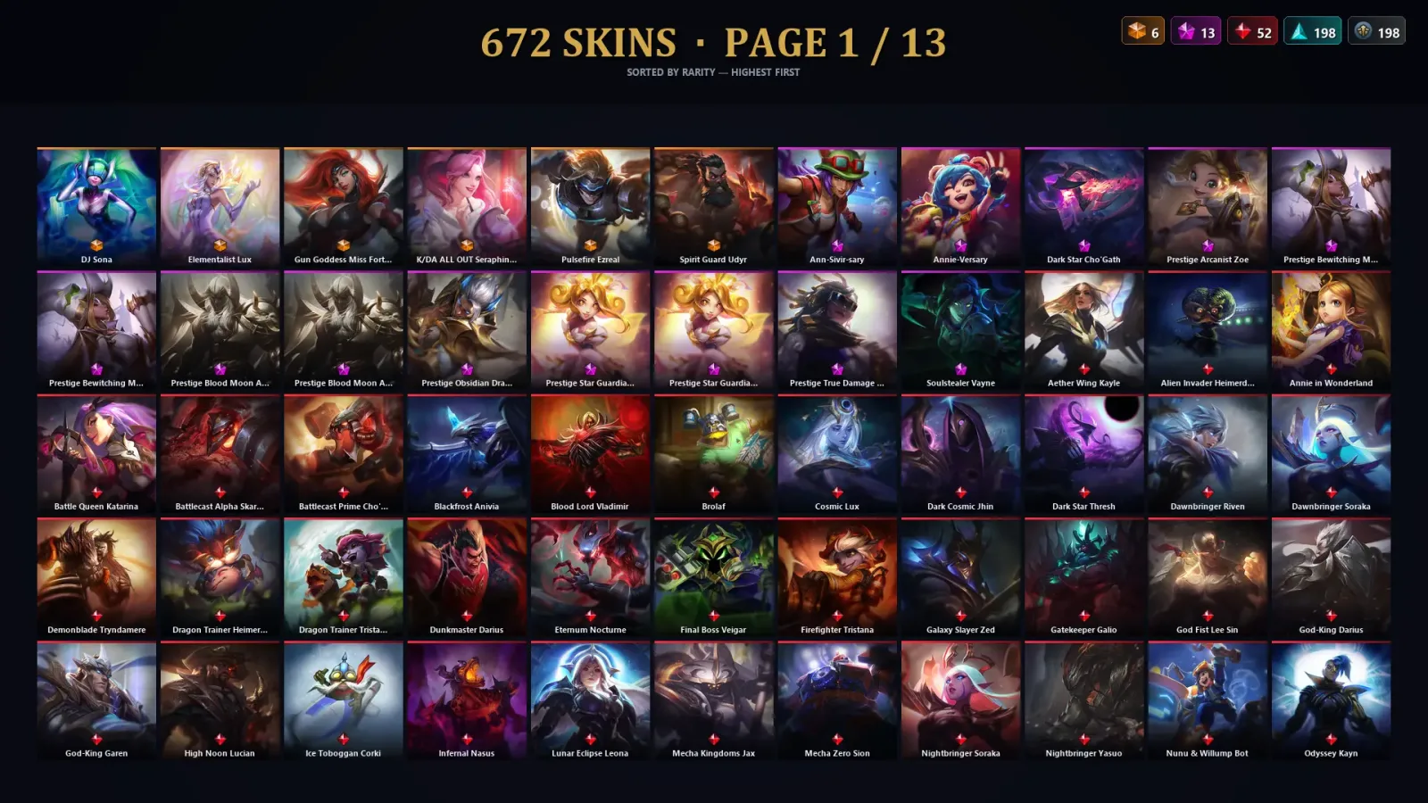 [LoL] | EUW | Level 234 | 170 Champions | 672 Skins | 67,872 BE — LoL account
