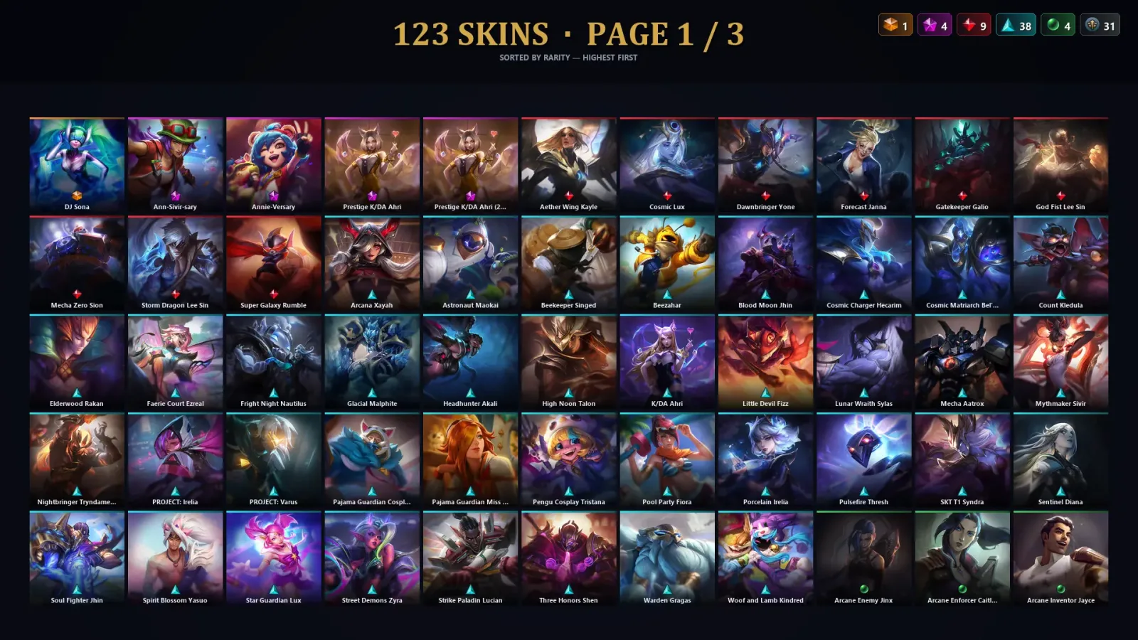 [LoL] | TR | Level 370 | 170 Champions | 123 Skins | 60,063 BE — LoL account