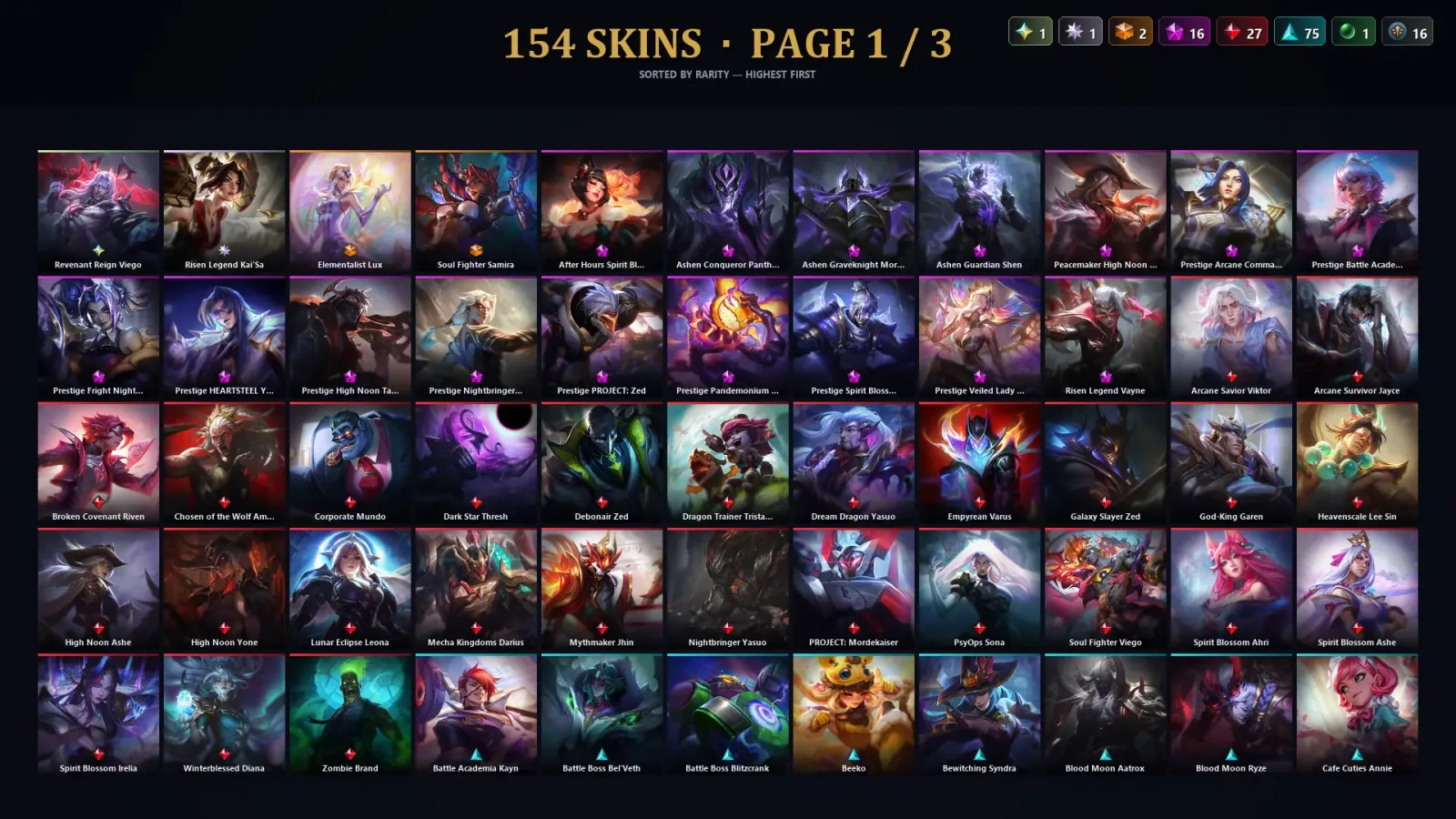 [LoL] | TR | Level 93 | Gold I | 159 Champions | 154 Skins — LoL account