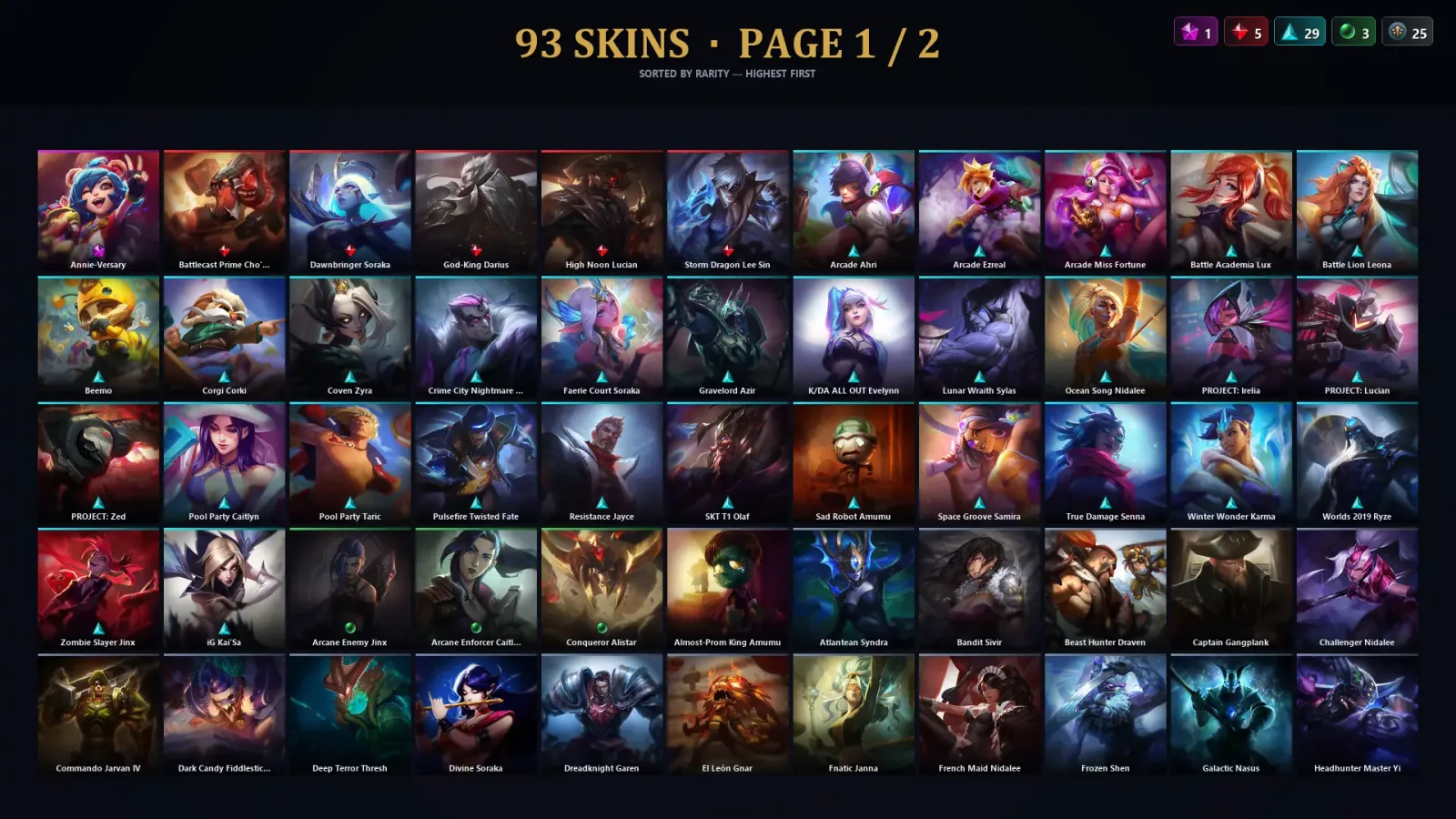 [LoL] | TR | Level 261 | Gold IV | 172 Champions | 93 Skins | 39,210 BE — LoL account