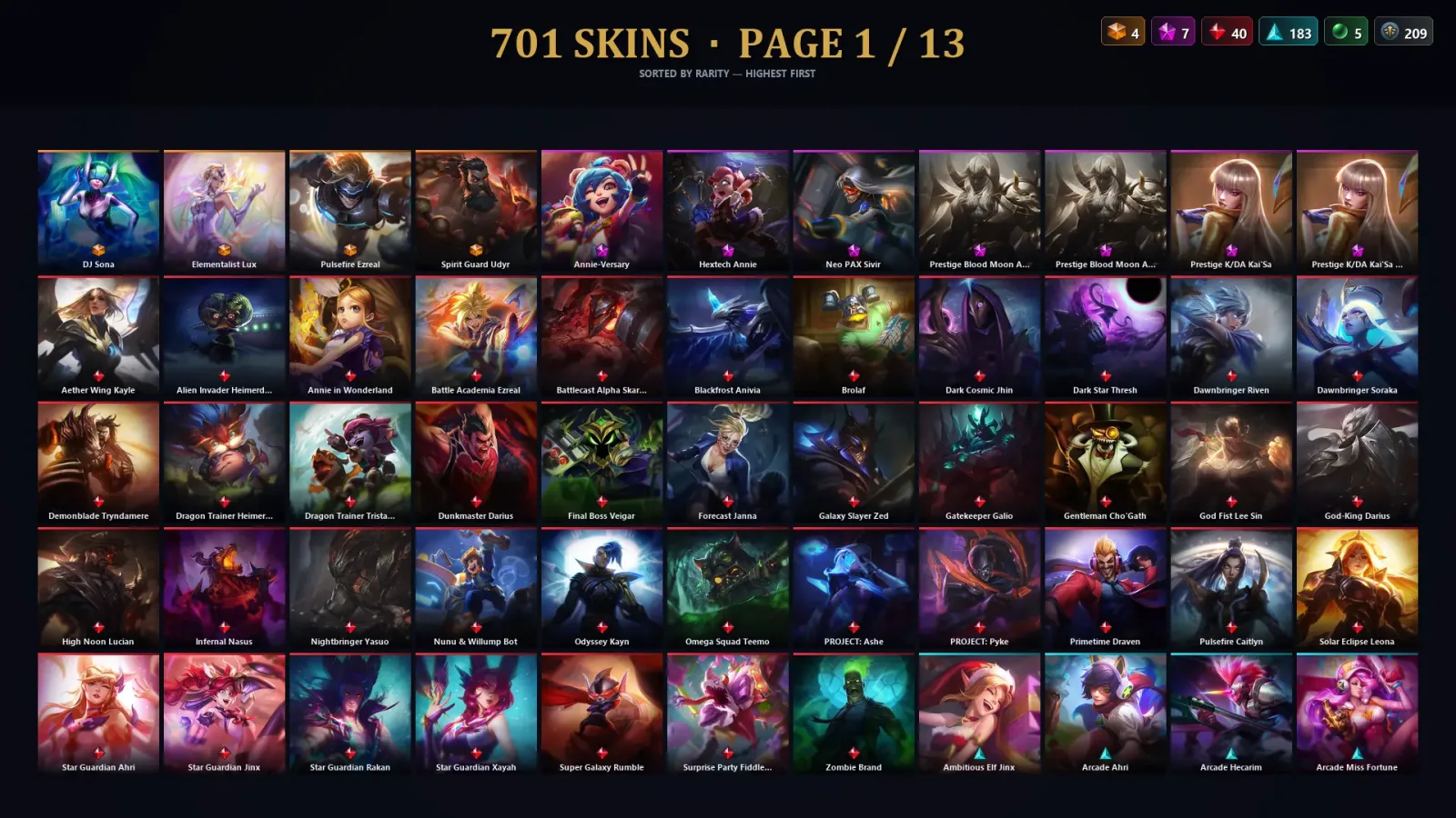 [LoL] | EUW | Level 179 | 152 Champions | 701 Skins — LoL account
