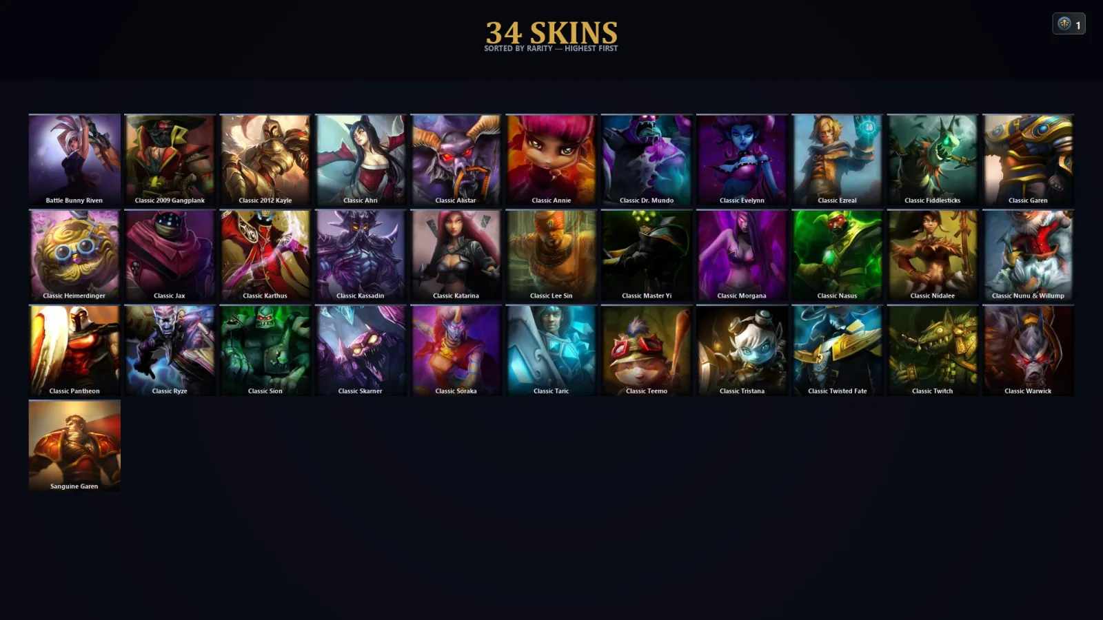 [LoL] | TR | Level 40 | 25 Champions | 34 Skins