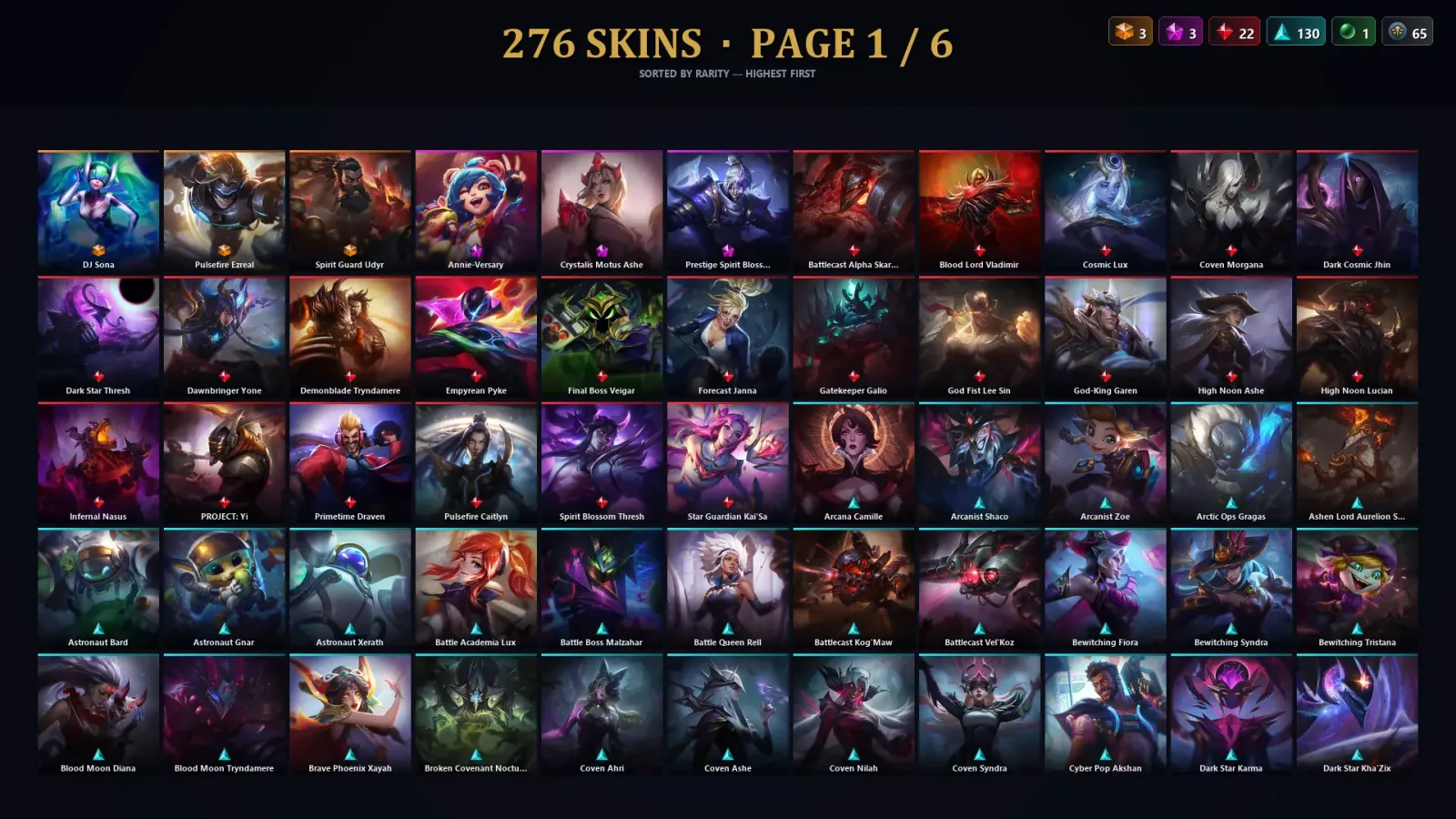 [LoL] | EUW | Level 407 | 173 Champions | 276 Skins | 300,369 BE — LoL account