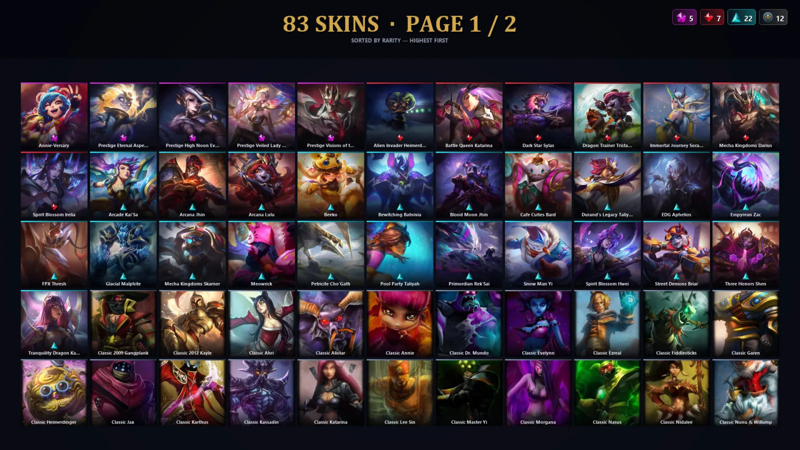 [LoL] | TR | Level 101 | Emerald III | 142 Champions | 83 Skins