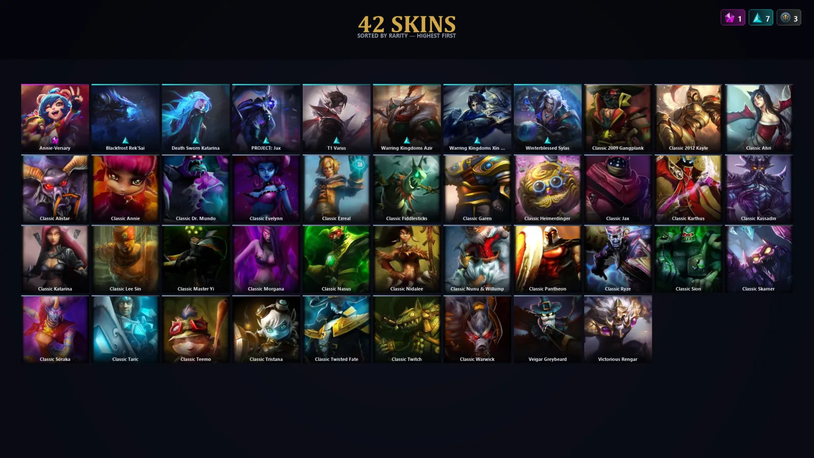 [LoL] | TR | Level 47 | Platinum I | 72 Champions | 42 Skins
