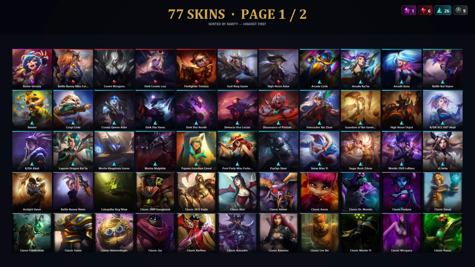 [LoL] | TR | Level 151 | 88 Champions | 45 Skins