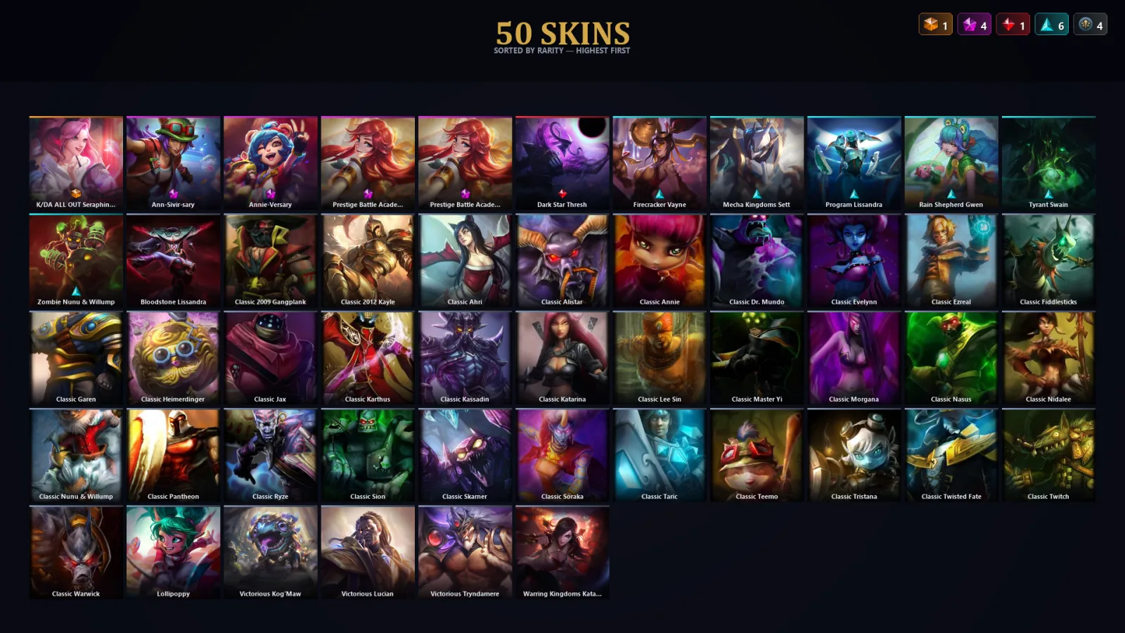 [LoL] | TR | Level 61 | Emerald I | 44 Champions | 50 Skins
