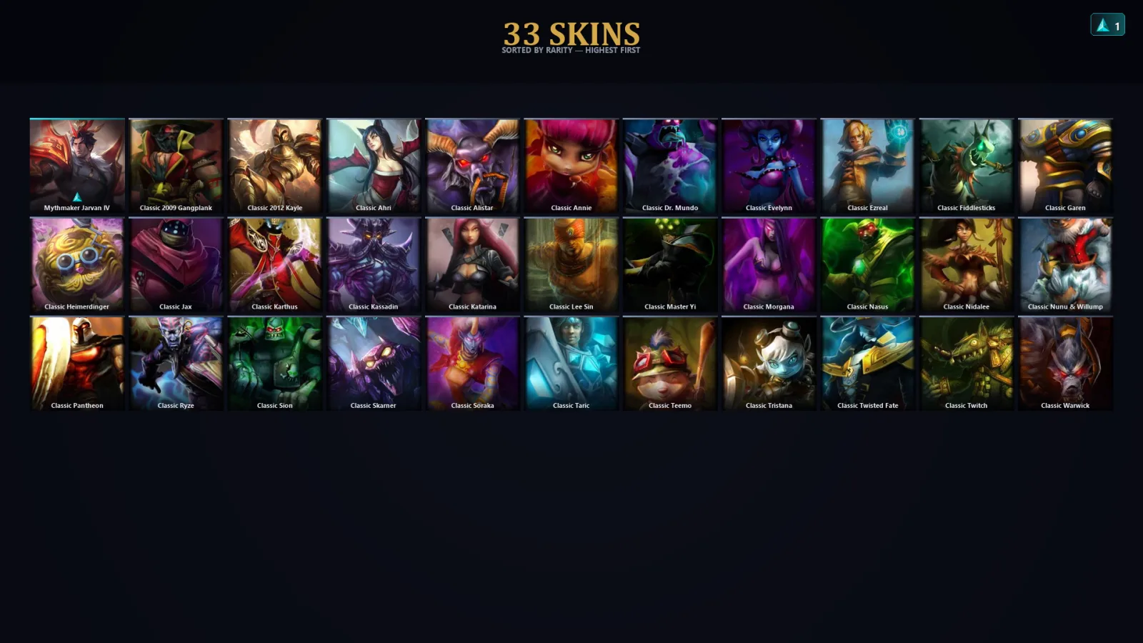 [LoL] | EUW | Level 30 | 22 Champions | 33 Skins | 18,560 BE
