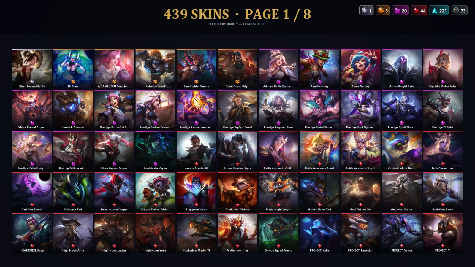 [LoL] | TR | Level 195 | Emerald IV | 172 Champions | 439 Skins